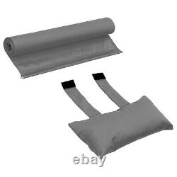 Wooden Deck Chair Armrest Garden Folding Cushion Pillow Weatherproof Patio Grey