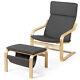 Wooden Lounge Chair Ergonomic Modern Accent Armchair With Footstool Ottoman