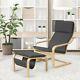 Wooden Lounge Chair Leisure Armchair With Storage Footstool & Removable Cushion
