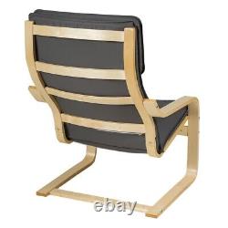 Wooden Lounge Chair Leisure Armchair with Storage Footstool & Removable Cushion