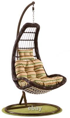 X8014 Outdoor Swing Egg Chair Rattan Chair White Grey Cushion