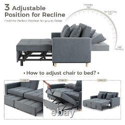 YODOLLA 2-Seater Sofa Bed Convertible Chair Double Sleeper 3-in-1 Pull Out Chair