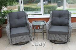 York Polyrattan Weave Conservatory or Garden Duo Set- 2 Swivel Chairs & Table