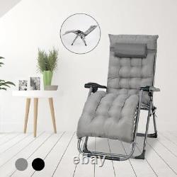 Zero Gravity Chair With Cushion Outdoor Summer Recliner Sun Lounger Padded Chair