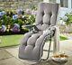 Zero Gravity Sun Lounger Deck Chair Garden Outdoor Padded Recliner Patio Bed New