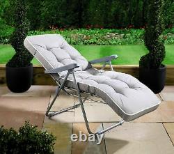 Zero Gravity Sun Lounger Deck Chair Garden Outdoor Padded Recliner Patio Bed NEW