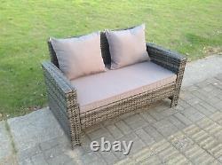 2 Seater Wicker Rattan Sofa Love Chaise Patio Jardin Extérieur Meubles Coussin