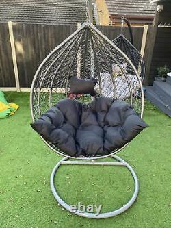 2 X Premium Large Rattan Swing Egg Chairs Brand New Still Packed Black/grey
