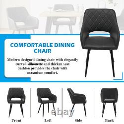2 chaises de salle à manger en similicuir avec coussin en diamant et trou, couleur brun gris.