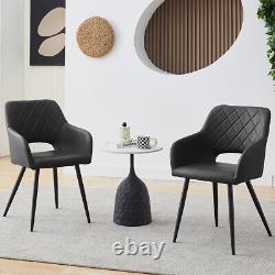 2 chaises de salle à manger en similicuir gris avec coussin rembourré, chaise diamant pour cuisine.