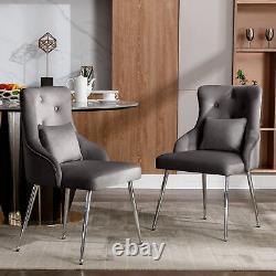 2 chaises de salle à manger en velours avec accoudoirs et coussin