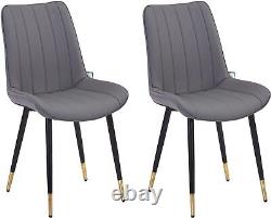 2 x Chaises rembourrées en cuir PU avec accents pour salle à manger, bureau, salon ou étude