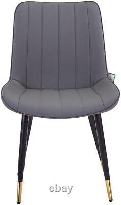 2 x Chaises rembourrées en simili-cuir avec accents pour salle à manger, bureau ou salon