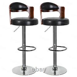 2x Tabourets De Bar Chaises De Petit-déjeuner Pivotantes Pu Leather Gas Lift Kitchen Coussined Seat