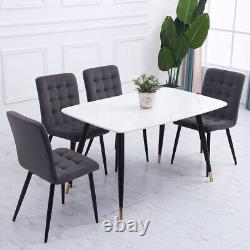 4 chaises de salle à manger rembourrées en velours avec coussin de siège et pieds en métal solides, Royaume-Uni