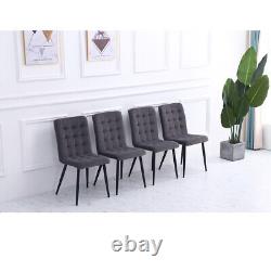 4 chaises de salle à manger rembourrées en velours avec coussin de siège et pieds en métal solides, Royaume-Uni