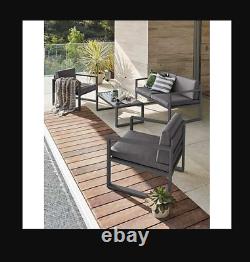 4pc Contemporary Grey Cushioned Lounge Garden Patio Set Collect Seulement Cw1