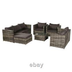 8 Places Grey Rattan Corner Sofa Chair Table Outdoor Garden Furniture Patio Set