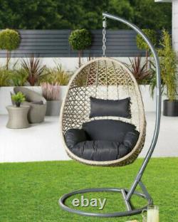 Aldi Gardenline Single Hanging Garden Patio Egg Swing Chair Avec Coussin Nouveau