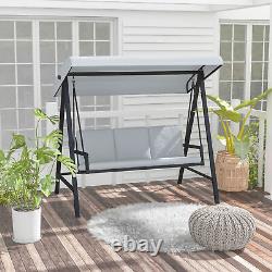 Balancelle de jardin 3 places Outsunny avec auvent ajustable et coussins, gris