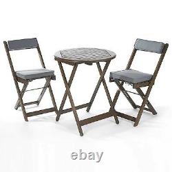 Bistro Set Grey Oiled Polding Garden Table And Chairs Fsc Durable Hardwood