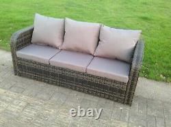 Bras Incurvé 3 Seater Wicker Rattan Sofa Set Garden Furniture Grey Patio Outdoor