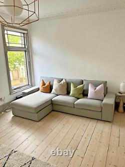 Canapé 3 places avec chaise longue IKEA KIVIK, beige/gris Tibbleby