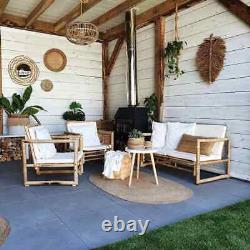 Canapé 4set Garden Outdoor Avec Cushions Gris Table De Salon Seater Bamboo