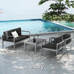 Canapé d'amour en aluminium pour patio en plein air Jardin moderne Chaise 2 personnes