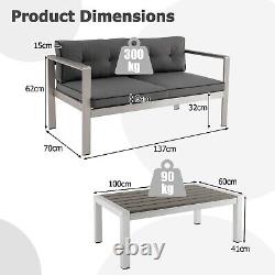 Canapé d'amour en aluminium pour patio en plein air Jardin moderne Chaise 2 personnes