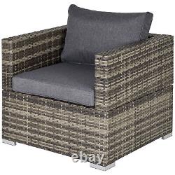 Canapé et chaise en osier simple Outsunny avec coussin rembourré pour jardin ou balcon