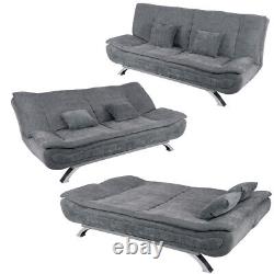 Canapé-lit En Cuir 3 Seater Couch Settee Recliner Double Sommeil Canapé-lit