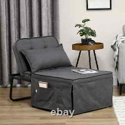 Canapé-lit convertible Fauteuil inclinable avec coussin ajustable Siège de salon gris
