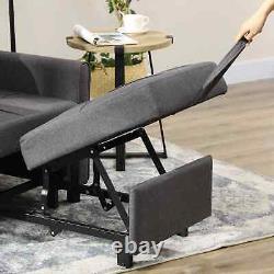 Canapé-lit convertible fauteuil simple inclinable avec coussin de siège pour invités en gris