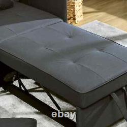 Canapé-lit convertible inclinable ajustable avec coussin de salon et siège individuel gris