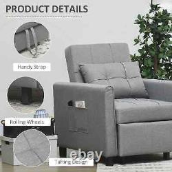 Canapé-lit simple convertible Chaise longue confortable Fauteuil inclinable Coussin de siège rembourré Gris