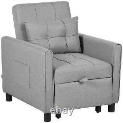 Canapé-lit simple convertible Chaise longue confortable Fauteuil inclinable Coussin de siège rembourré Gris