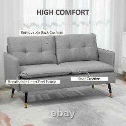 Canapé moderne 2 places Chaise longue avec siège rembourré capitonné, coussin rembourré compact gris plat
