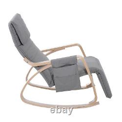 Chaise À Bascule Moderne Bureau Lounge Reading Siège Avec Repose-pieds Coussin Rembourré Gris