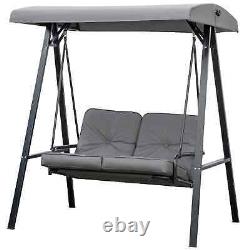 Chaise De Balançoire De Jardin 2 Personnes Coussin Seater Lounge Banc Réglable Canopy Grey