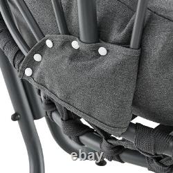 Chaise De Salon Suspendu D'extérieur Coussin De Siège Profond Canopy Avec Stand Grey