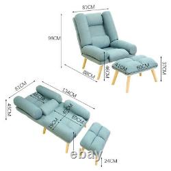 Chaise En Tissu/velvet Chaise Inclinable Lounger Fauteuil Coussin Siège Sleeper Canapé+footrest