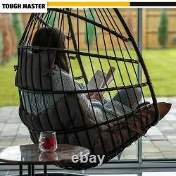 Chaise Garden Egg Rattan Waterproof Pending Outdoor/indoor Patio Withgrey Cushion