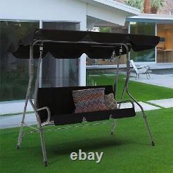 Chaise à balançoire 3 places pour jardin ou patio avec banc en métal, hamac et siège coussiné.