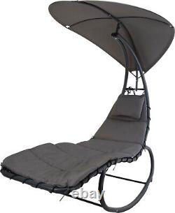 Chaise à bascule rembourrée de jardin de luxe en plein air de couleur grise avec hamac lounge pour hélicoptère de jardin.