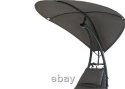 Chaise à bascule rembourrée de jardin de luxe en plein air de couleur grise avec hamac lounge pour hélicoptère de jardin.