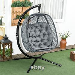 Chaise à bascule suspendue avec coussin épais, chaise suspendue de patio, gris foncé