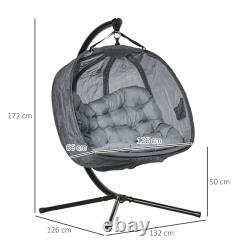 Chaise à œuf suspendue pliante double avec coussin, intérieure extérieure