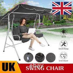 Chaise balançoire de jardin en métal à 3 places avec auvent de terrasse et banc d'extérieur inclinable au Royaume-Uni