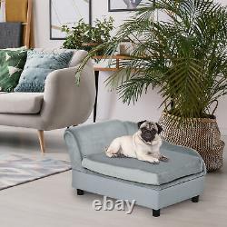 Chaise canapé pour chien avec coussin moelleux et rangement, pour petits chiens et chats, gris